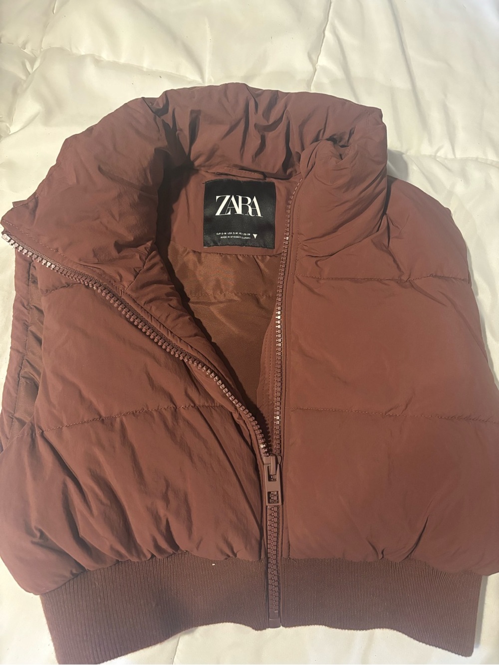 ZARA Brown Rust Quilted Puffer Jacket